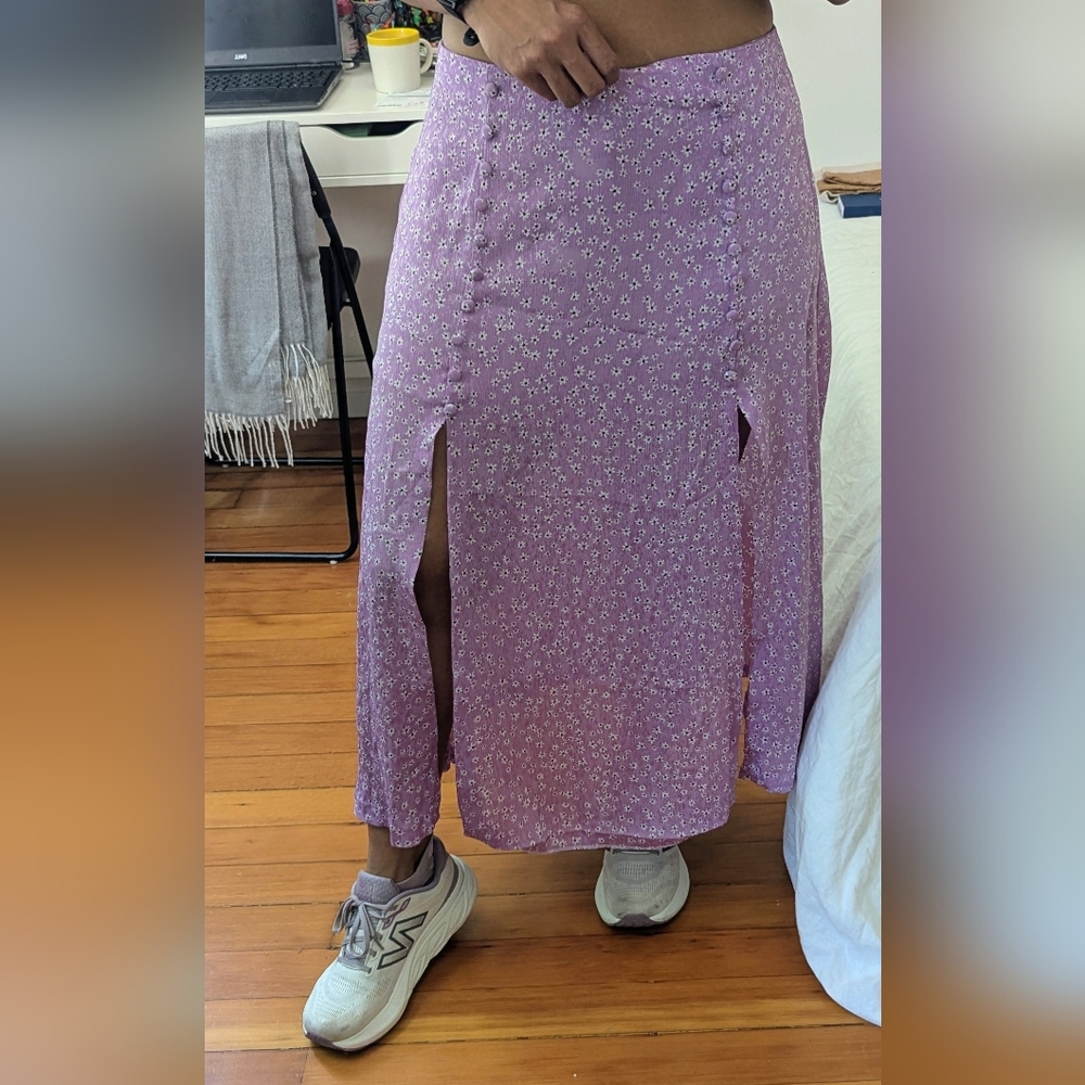 Zara Lilac Floral Midi Skirt